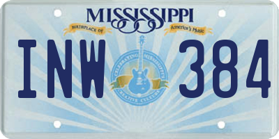 MS license plate INW384