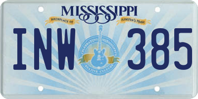 MS license plate INW385