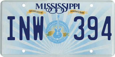 MS license plate INW394