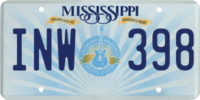 MS license plate INW398