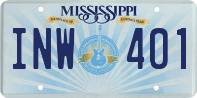 MS license plate INW401