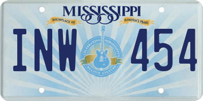 MS license plate INW454