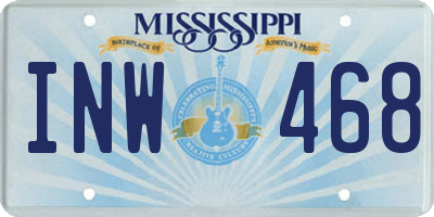 MS license plate INW468