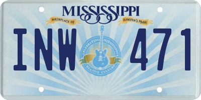 MS license plate INW471
