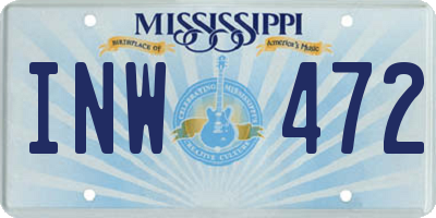 MS license plate INW472