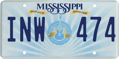 MS license plate INW474