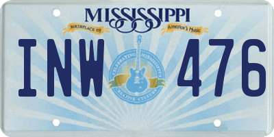 MS license plate INW476