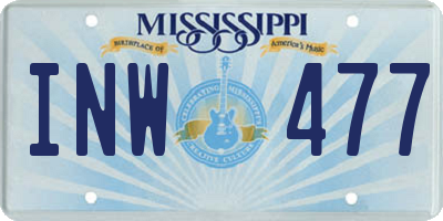 MS license plate INW477