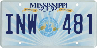 MS license plate INW481