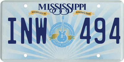 MS license plate INW494