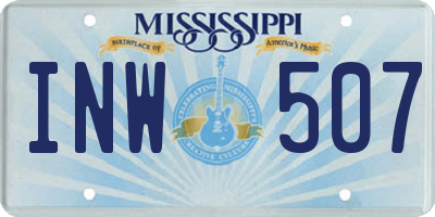 MS license plate INW507
