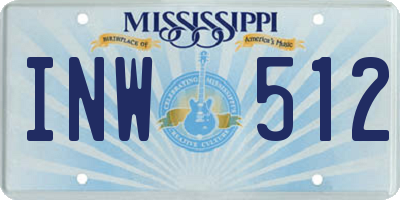 MS license plate INW512