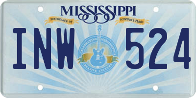 MS license plate INW524