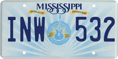 MS license plate INW532