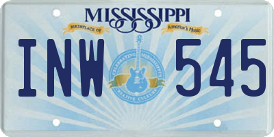 MS license plate INW545