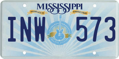 MS license plate INW573
