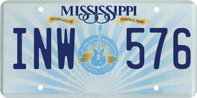 MS license plate INW576