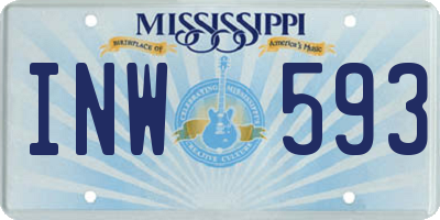 MS license plate INW593