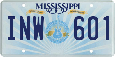 MS license plate INW601