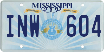 MS license plate INW604