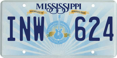 MS license plate INW624