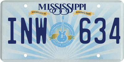 MS license plate INW634