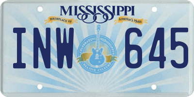 MS license plate INW645