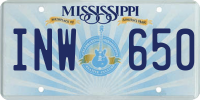 MS license plate INW650