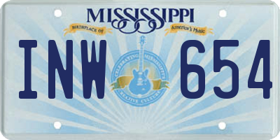 MS license plate INW654