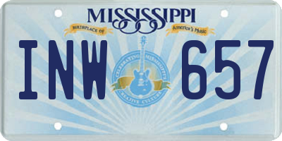 MS license plate INW657