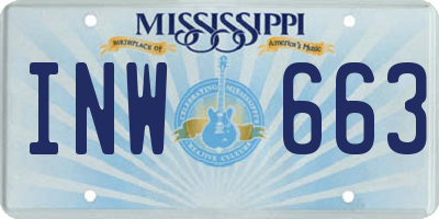 MS license plate INW663