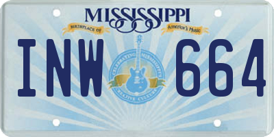 MS license plate INW664