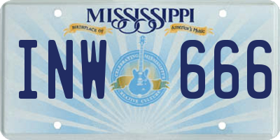 MS license plate INW666