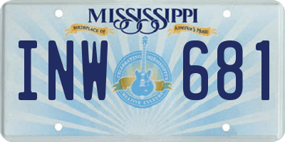 MS license plate INW681