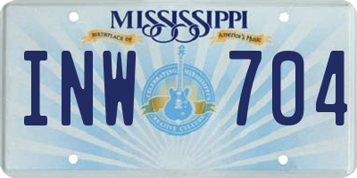 MS license plate INW704