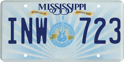 MS license plate INW723