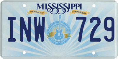 MS license plate INW729