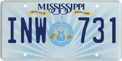 MS license plate INW731