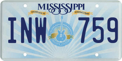 MS license plate INW759