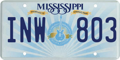 MS license plate INW803