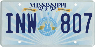 MS license plate INW807