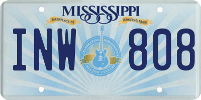 MS license plate INW808