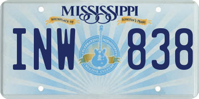 MS license plate INW838