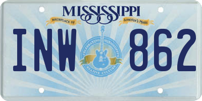 MS license plate INW862