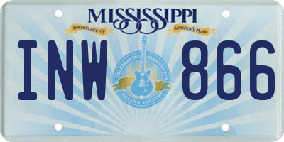 MS license plate INW866