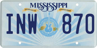 MS license plate INW870