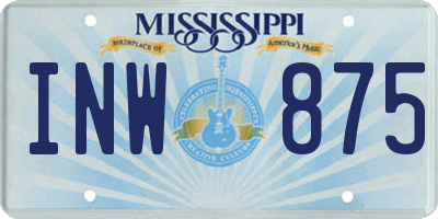 MS license plate INW875