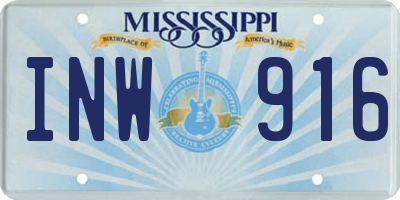 MS license plate INW916