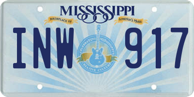 MS license plate INW917