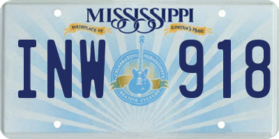 MS license plate INW918